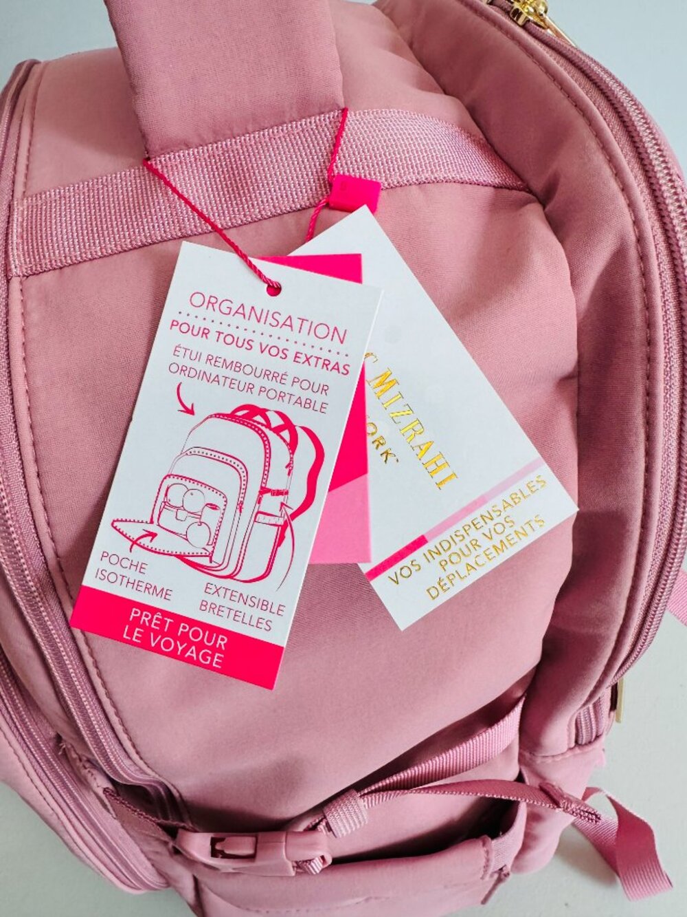 ISAAC MIZRAHI TIKTOK VIRAL PINK LAPTOP ON-THE-GO ESSENTIALS TRAVEL BACKPACK - Picture 12 of 12